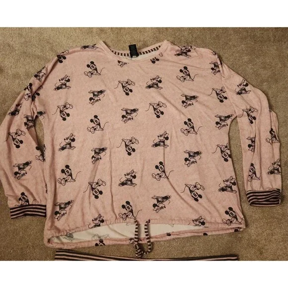 Disney Women's Pink Set of Sweatpants & Sweatshirt Mickey & Minnie Size XXL - Picture 2 of 10